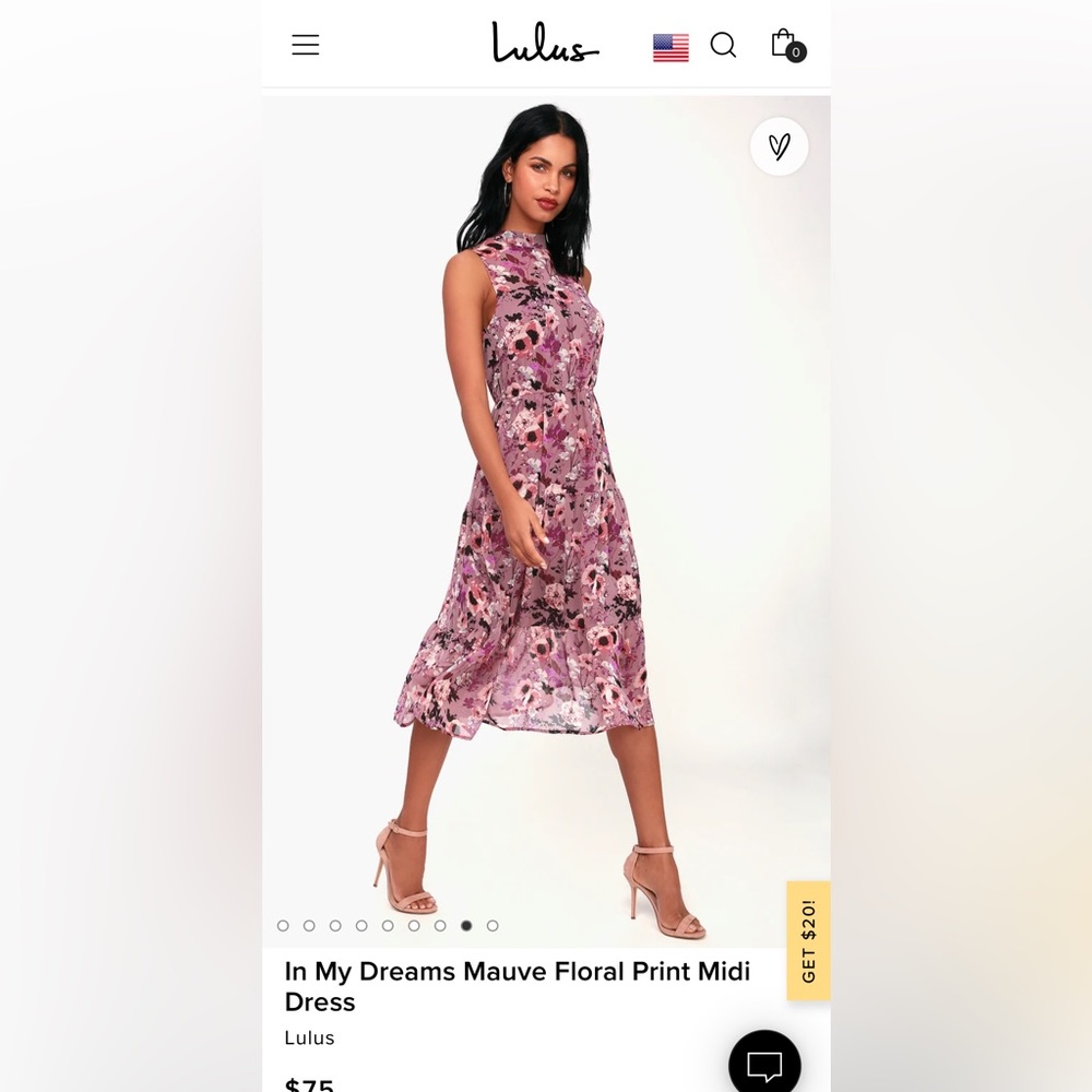 EUC-Lulu’s mauve floral midi dress small